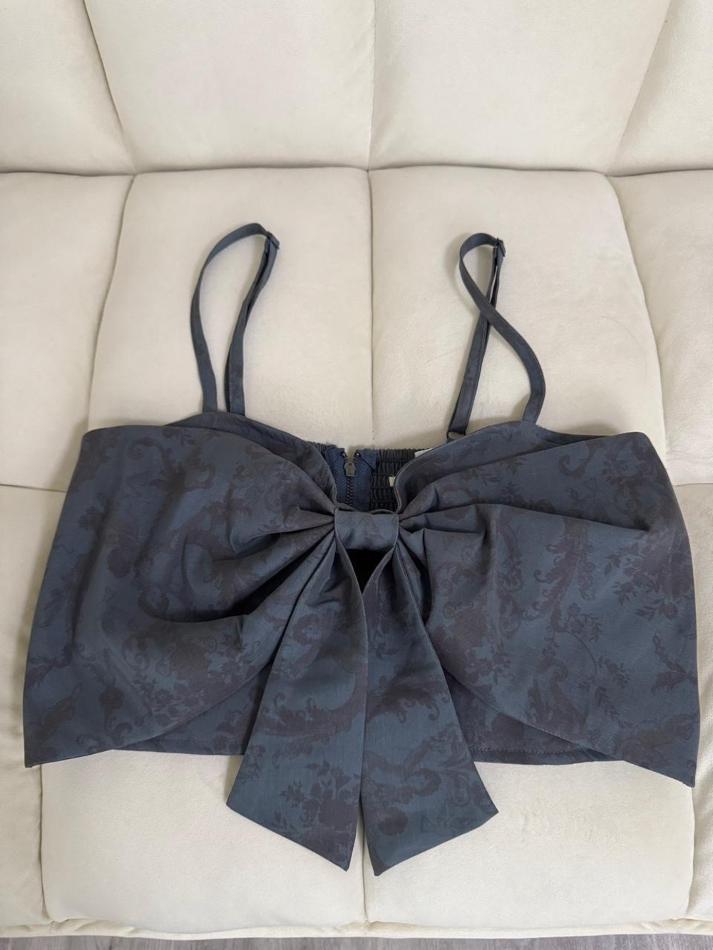 Kimchi Blue Charcoal Bow-Front Crop Cami
